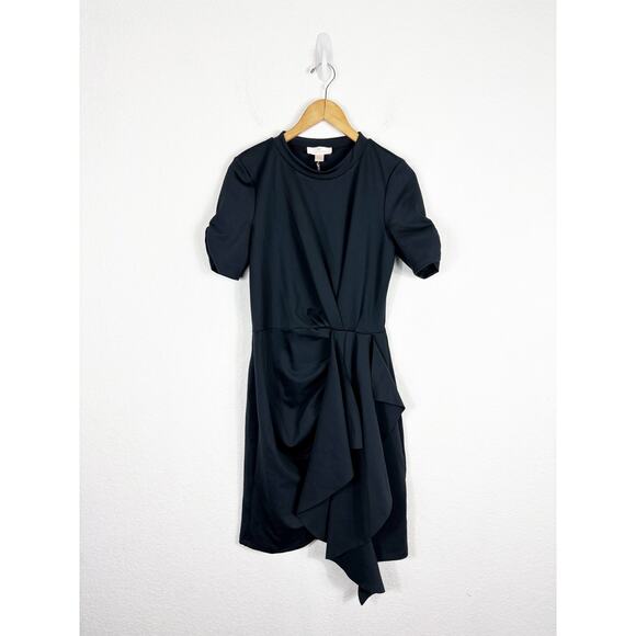 Rachel Parcell Black Draped Interlock Minidress Size Large NWT Cocktail Stretch - Picture 3 of 13